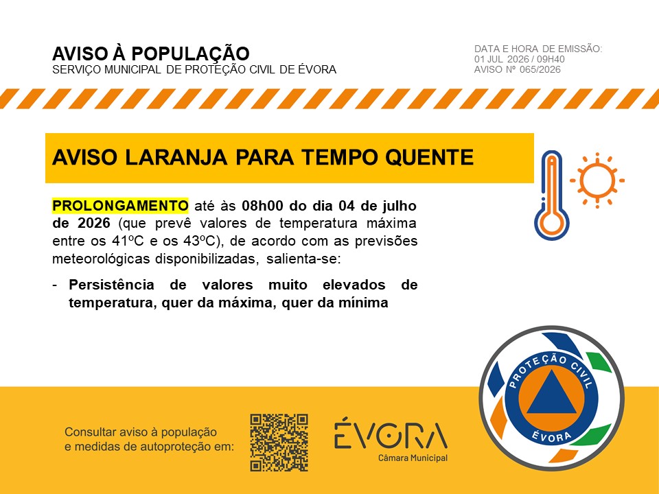 Aviso Laranja para tempo quente - Prolongamento